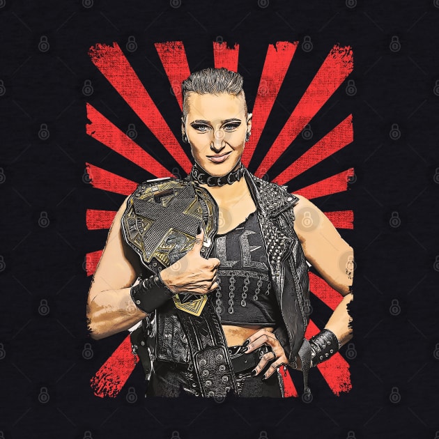 Rhea Ripley Wrestling Vintage Fan Art by Sakonipopart